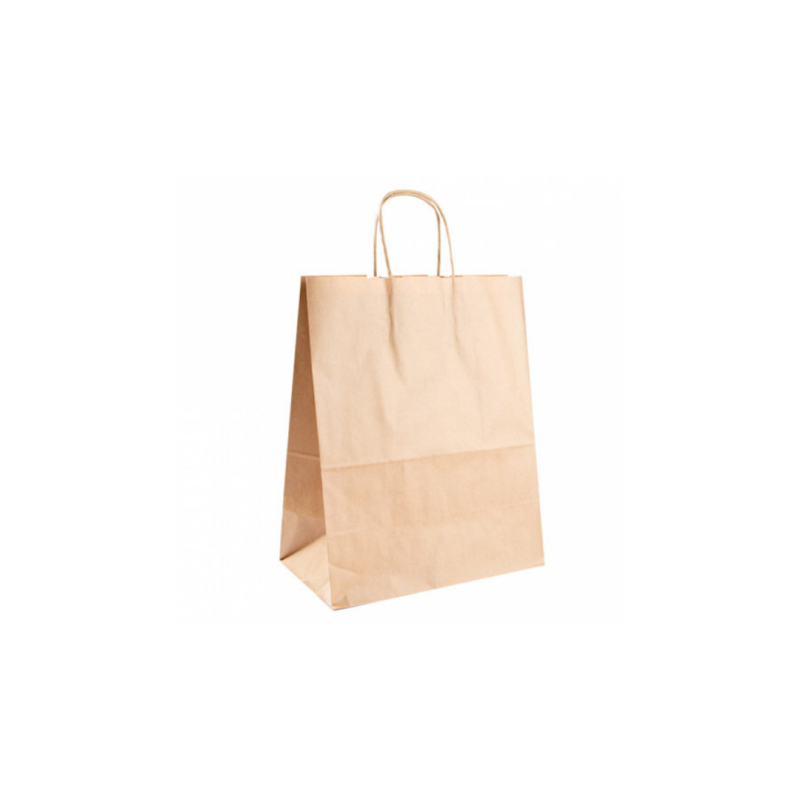BOLSA PAPEL KRAFT CON ASA 26X14X32CM (B/250UD)