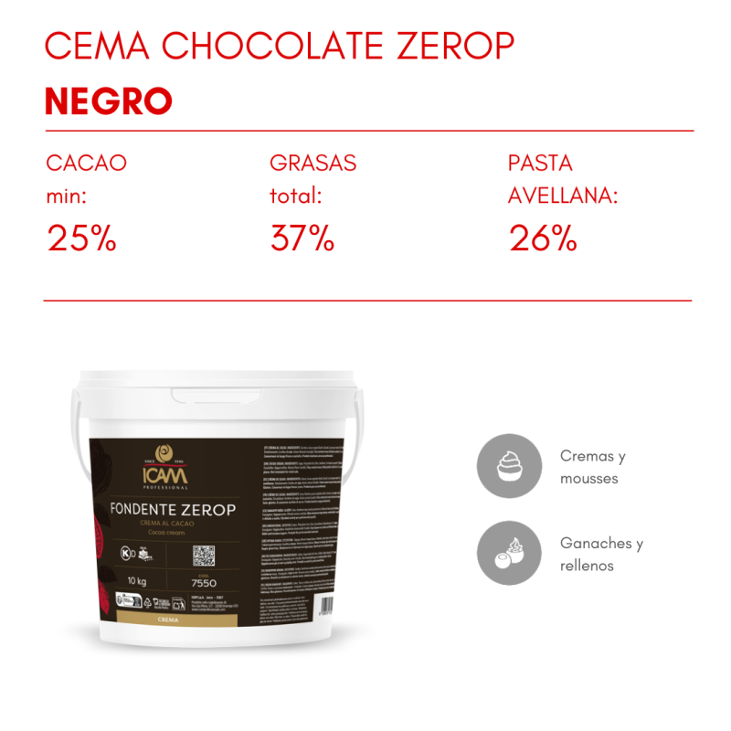 CREMA CHOCOLATE NEGRO ZERO P (CU/10KG)