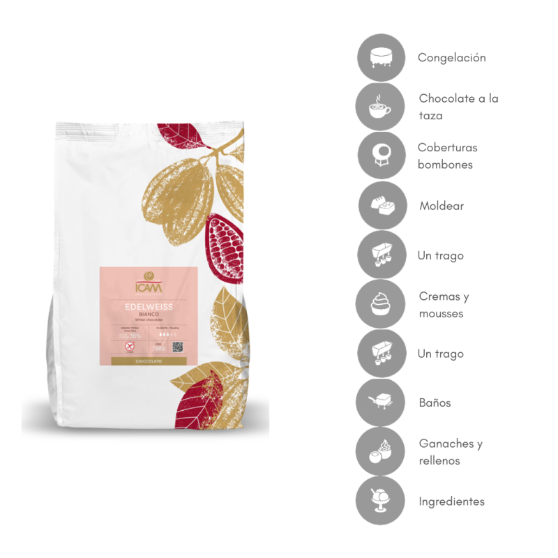 COBERTURA CHOCOLATE BLANCO EDELWEISS 30% (B/4KG)