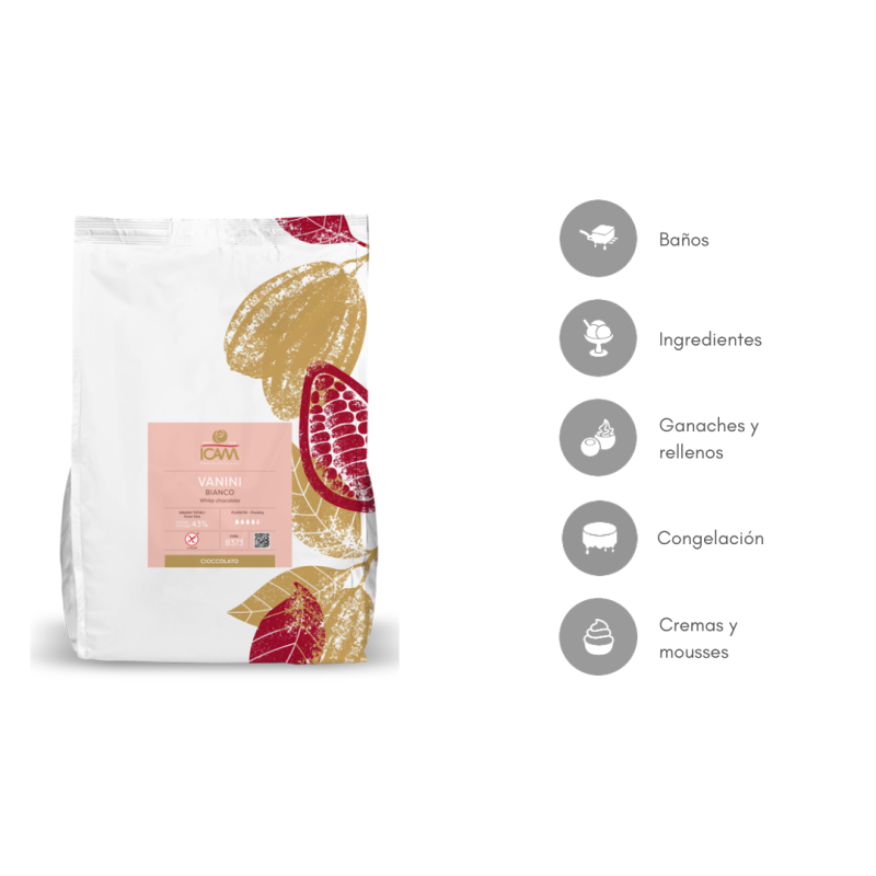 COBERTURA CHOCOLATE BLANCO VANINI 35% (B/4KG)