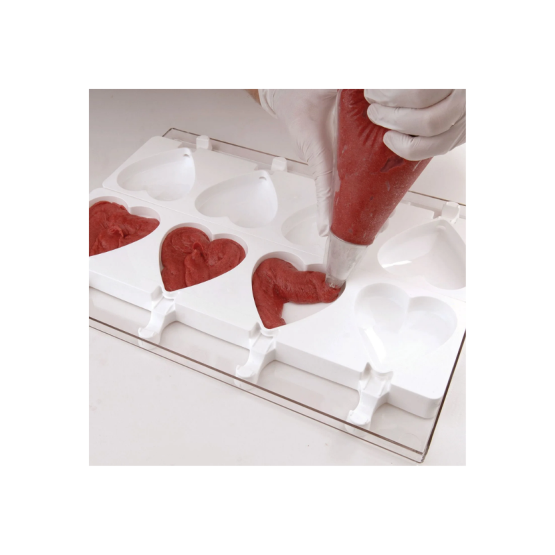 MOLDE HELADO POLO CORAZÓN (2/UD)